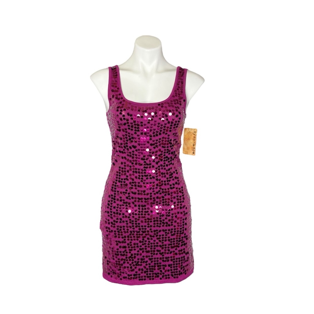 3/$20 EYESHADOW Sequin Tank Top Mini Dress Bodycon Sleeveless Pink NWT Medium
